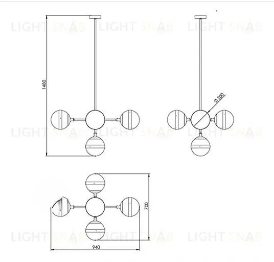 Дизайнерская люстра BLACK RA L1683