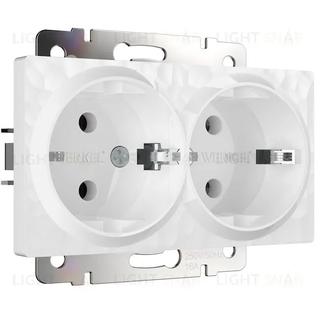 Розетка двойная с заземлением Werkel Hammer 16A/250В, винтовой зажим, белый a052019 a052019