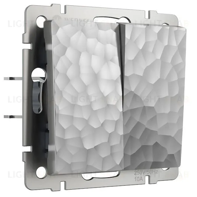 Выключатель двухклавишный проходной Werkel Hammer 10A/250В (из 2-х мест) серебряный a052084 a052084