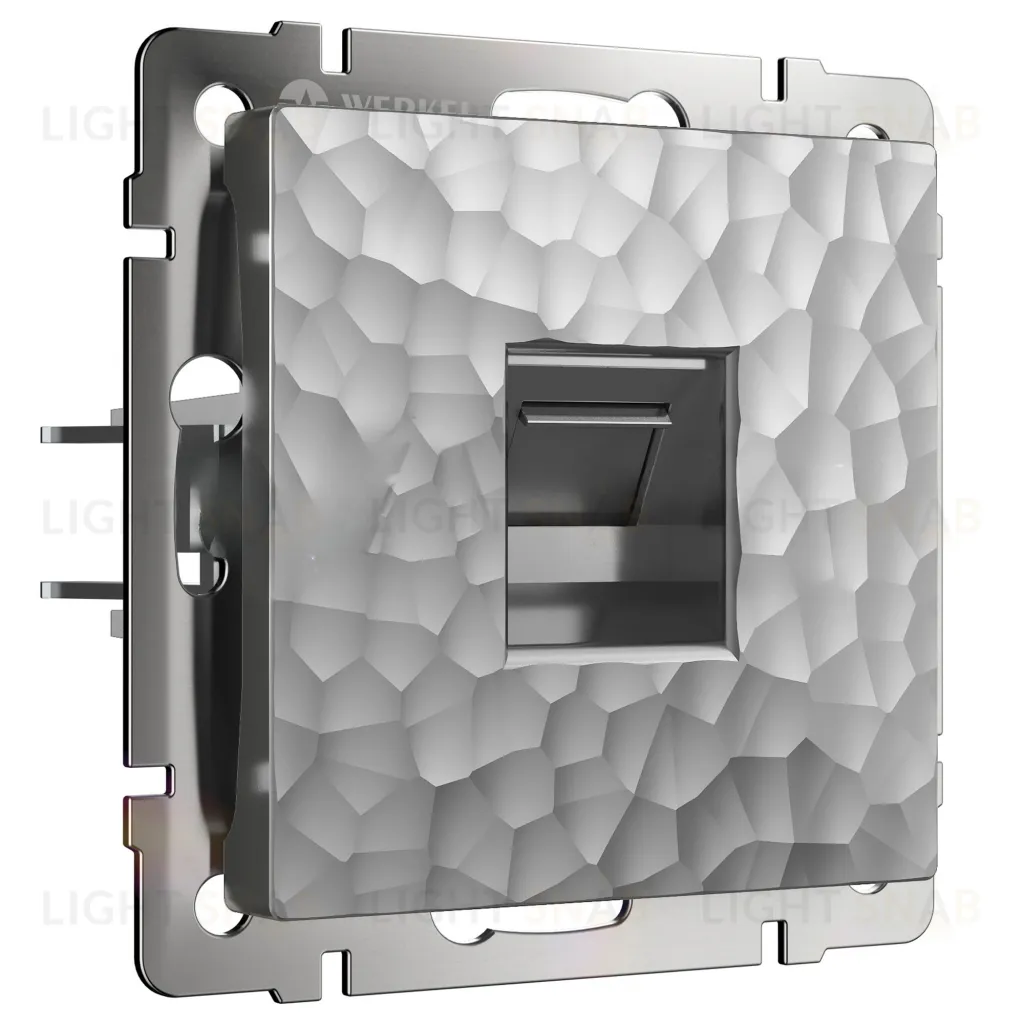 Телефонная розетка одинарная Werkel Hammer RJ-11 серебряный a051123+Накладка Werkel для RJ-11 серебряный hammer a051123 + a052070