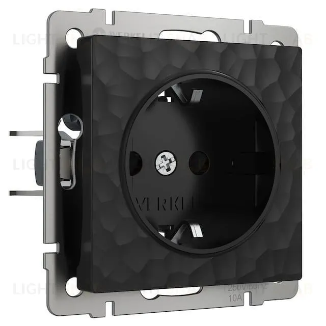 Розетка с заземлением и шторками Werkel Hammer 16A/250В, винтовой зажим, черный a052052 a052052