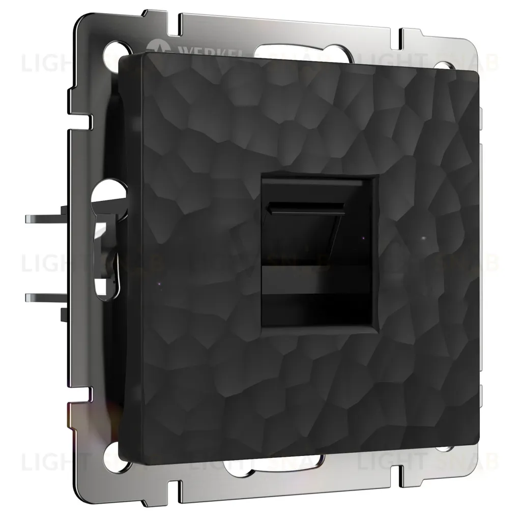 Телефонная розетка одинарная Werkel Hammer RJ-11 черный a051123+Накладка Werkel для RJ-11 черный hammer a051123 + a052046