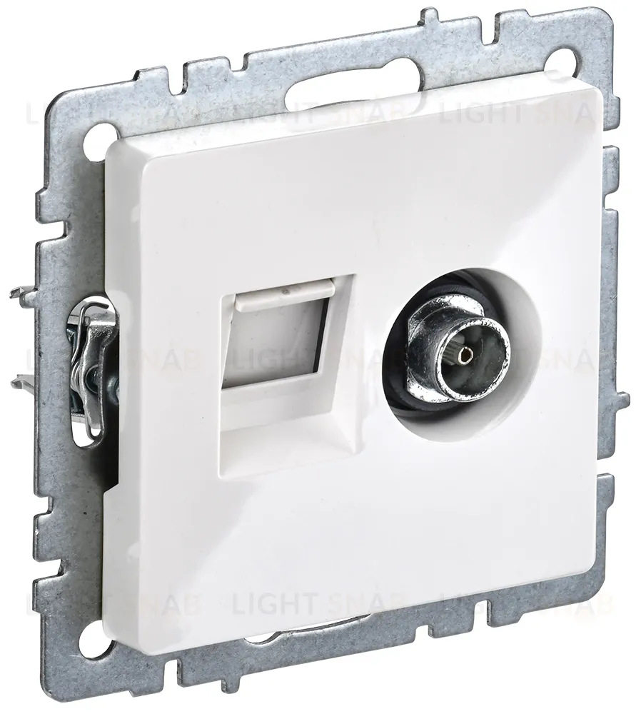 Розетка TV и интернет розетка RJ 45, 5 кат. IEK Brite, белый BR-AK20-1-K01 BR-AK20-1-K01