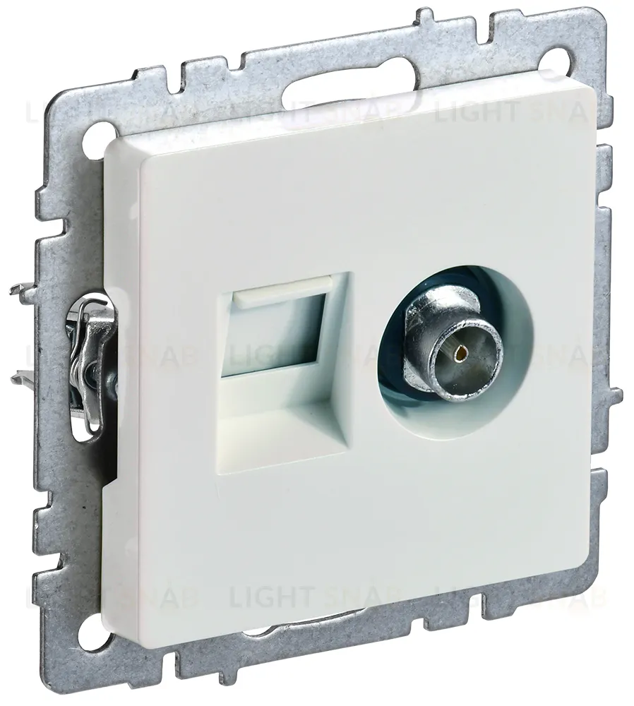 Розетка TV и интернет розетка RJ 45, 5 кат. IEK Brite, жемчужный BR-AK20-1-K36 BR-AK20-1-K36