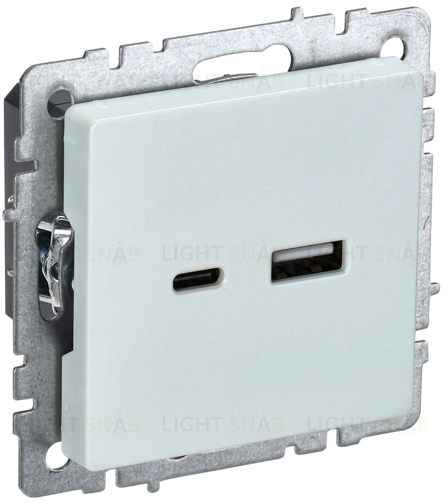 Розетка USB двойная A+C 18Вт IEK Brite жемчужный BR-U22-018-K36 BR-U22-018-K36