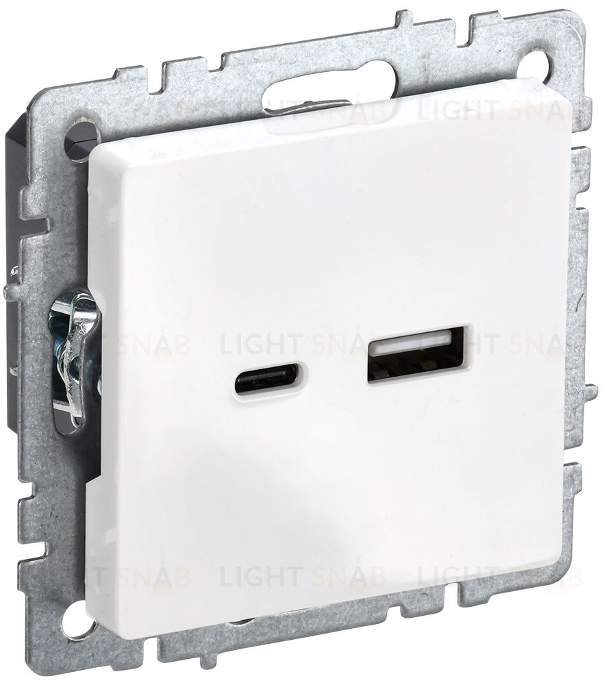 Розетка USB двойная A+C 18Вт IEK Brite белый BR-U22-018-K01 BR-U22-018-K01
