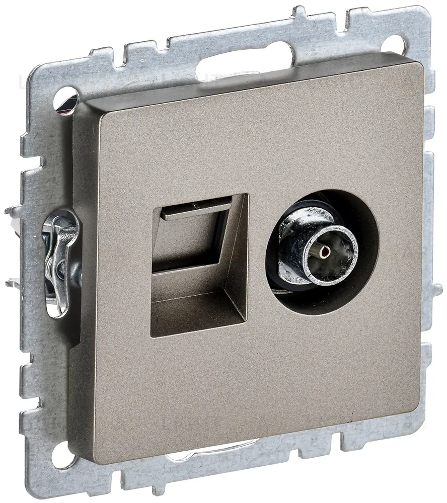 Розетка TV и интернет розетка RJ 45, 5 кат. IEK Brite, шампань BR-AK20-1-K37 BR-AK20-1-K37