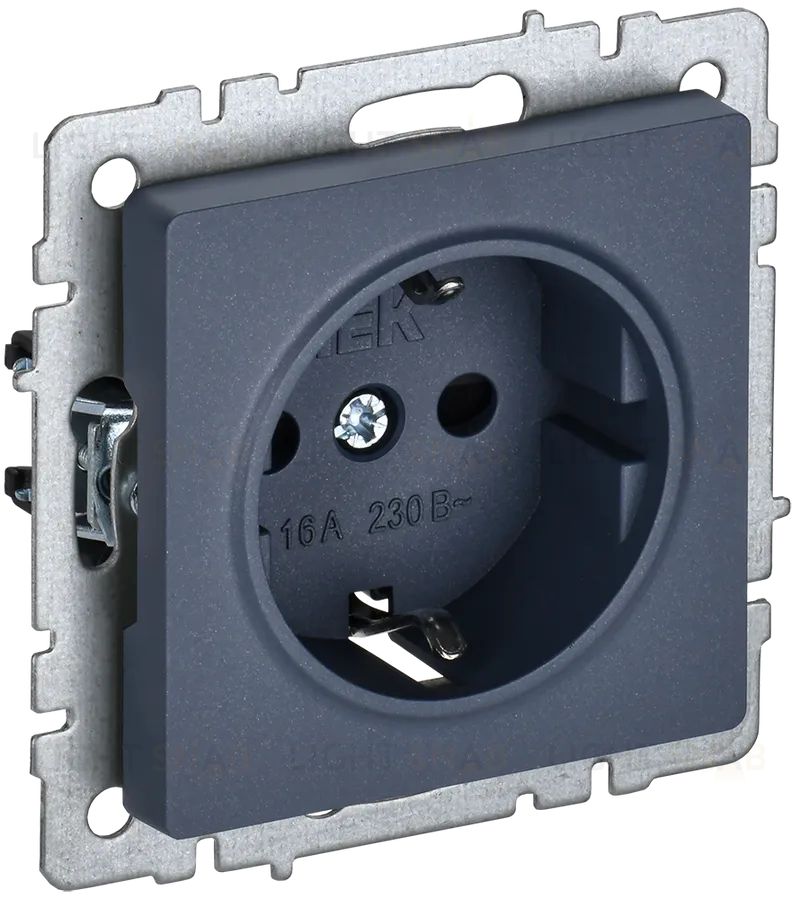 Розетка с заземлением со шторками IEK Brite, 16A/250В, маренго BR-R14-16-K35 BR-R14-16-K35