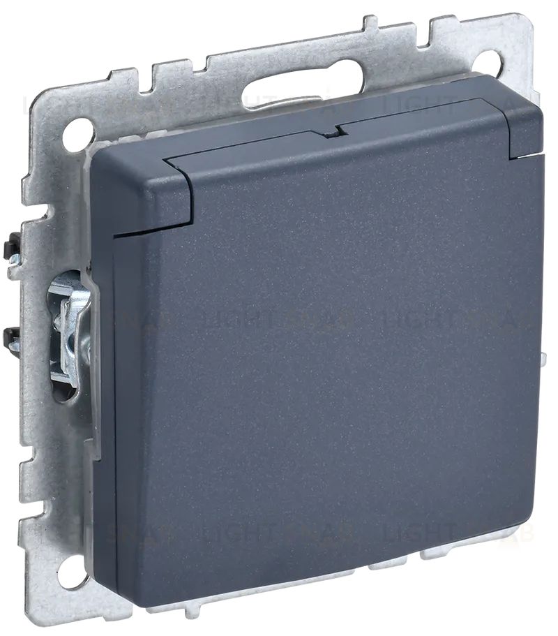 Розетка с заземлением со шторками и крышкой IP20 IEK Brite, 16A/250В, маренго BR-R16-16-K35 BR-R16-16-K35