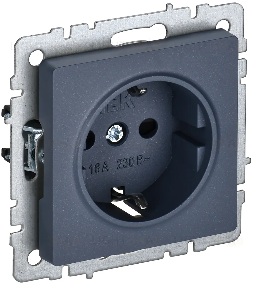 Розетка с заземлением IEK Brite, 16A/250В, маренго BR-R11-16-K35 BR-R11-16-K35