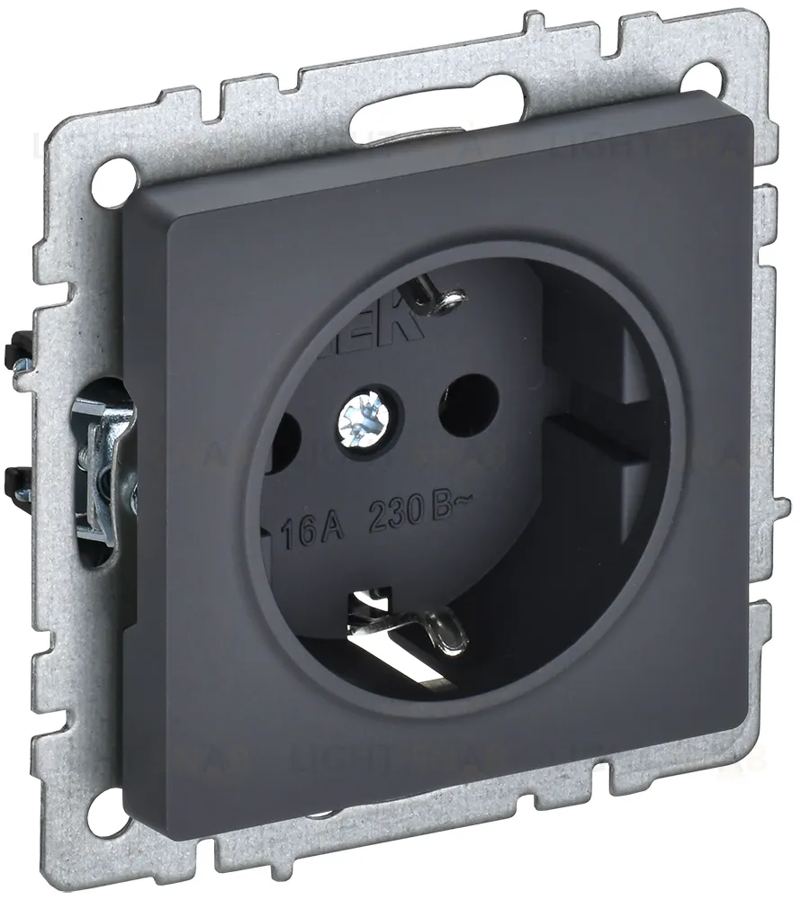 Розетка с заземлением IEK Brite, 16A/250В, графит BR-R11-16-K53 BR-R11-16-K53