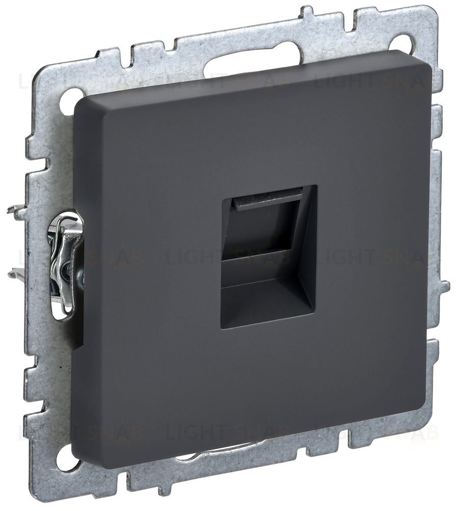 Розетка интернет одинарная RJ45 кат.6 IEK Brite графит BR-K10-2-K53 BR-K10-2-K53