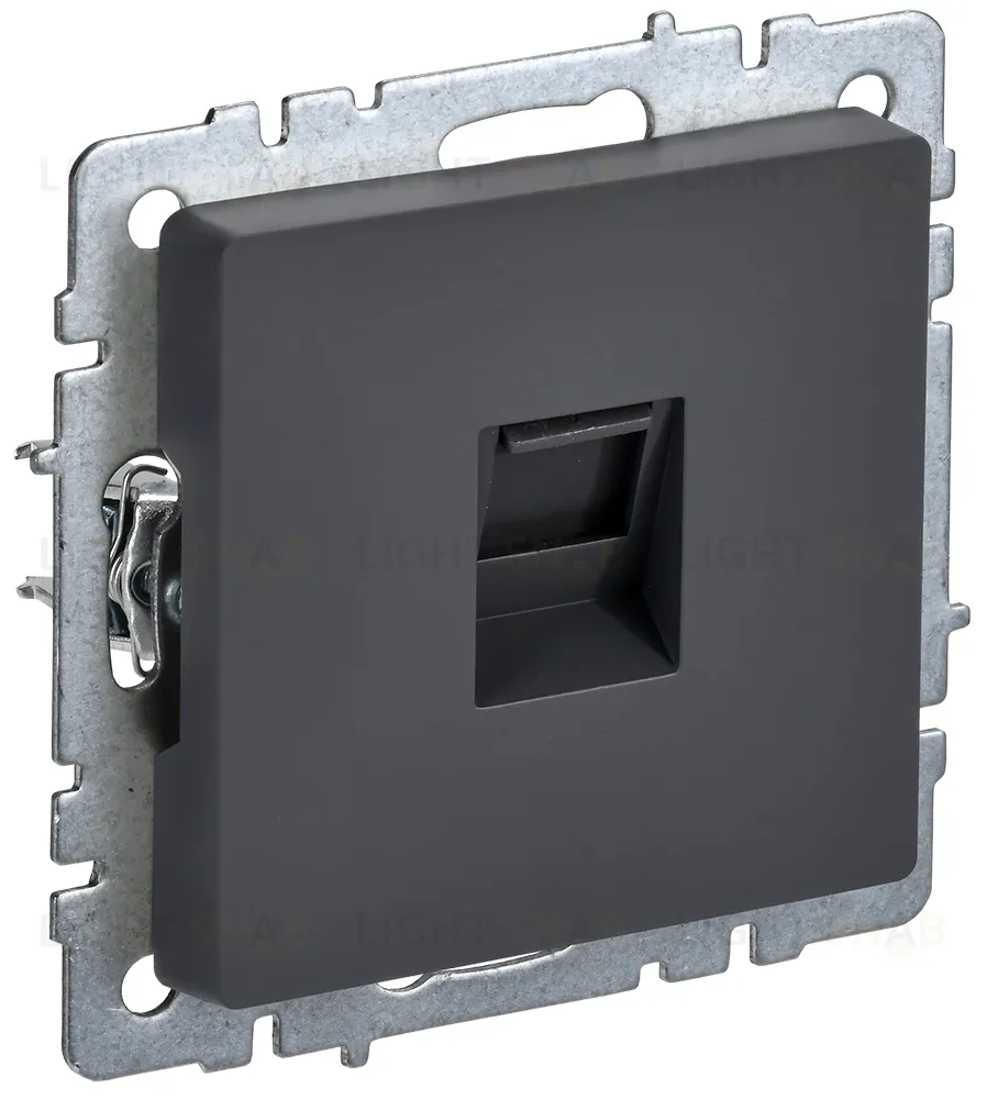 Розетка компьютерная одинарная 5е кат., IEK Brite, 10A/250В, графит BR-K10-1-K53 BR-K10-1-K53