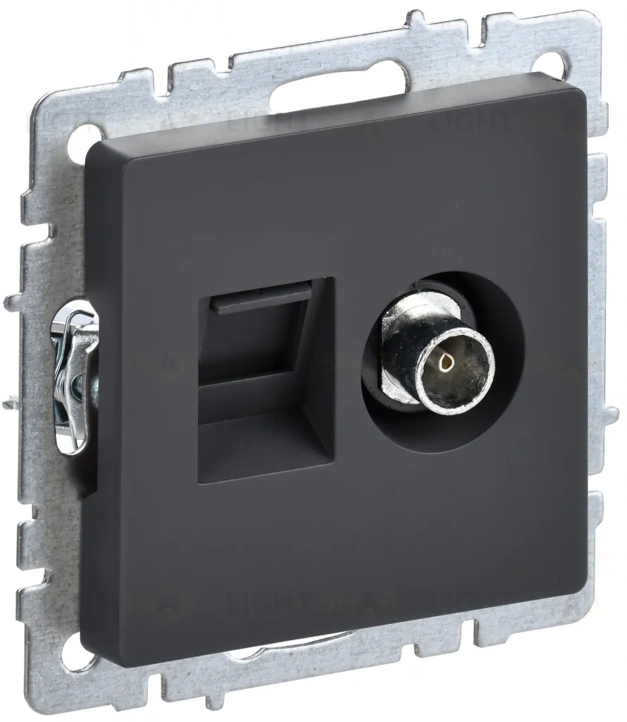 Розетка TV и интернет розетка RJ 45, 5 кат. IEK Brite, графит BR-AK20-1-K53 BR-AK20-1-K53