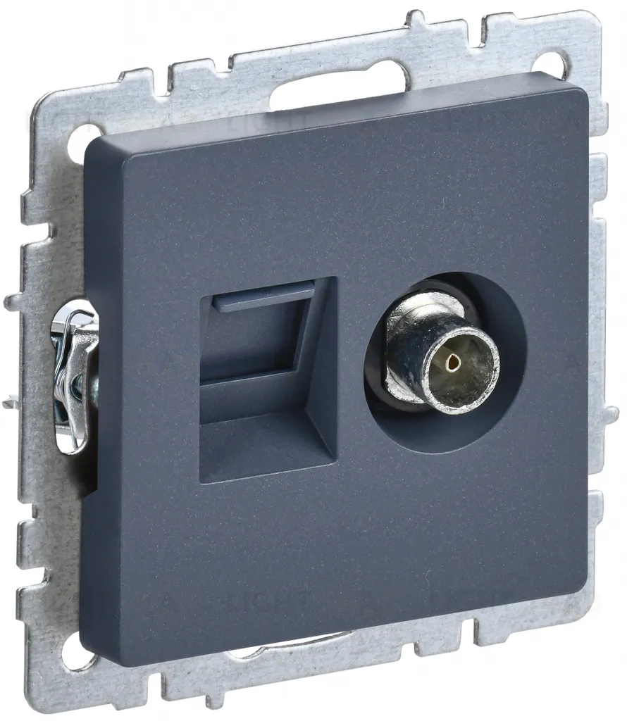 Розетка TV и интернет розетка RJ 45, 5 кат. IEK Brite, маренго BR-AK20-1-K35 BR-AK20-1-K35