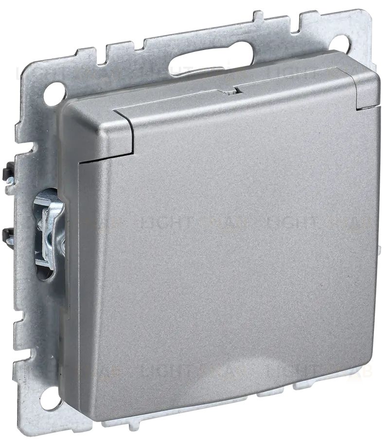 Розетка с заземлением со шторками и крышкой IP20 IEK Brite, 16A/250В, алюминий BR-R16-16-K47 BR-R16-16-K47