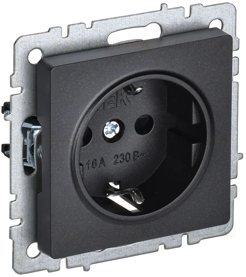 Розетка с заземлением со шторками IEK Brite, 16A/250В, черный BR-R14-16-K02 BR-R14-16-K02