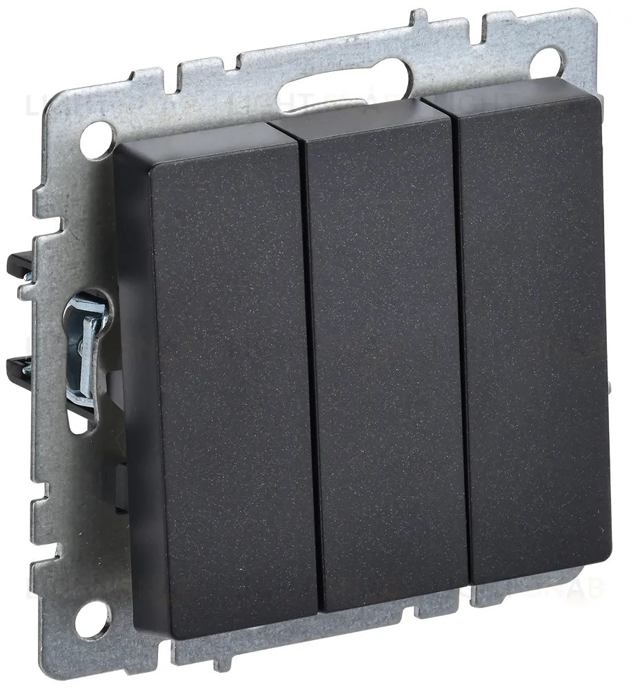 Выключатель трехклавишный IEK Brite, 10A/250В, черный BR-V30-0-10-K02 BR-V30-0-10-K02