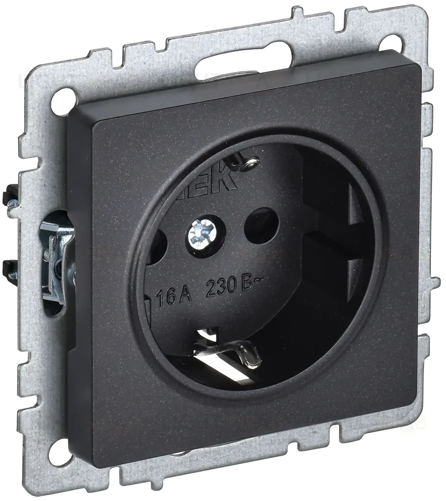 Розетка с заземлением IEK Brite, 16A/250В, черный BR-R11-16-K02 BR-R11-16-K02