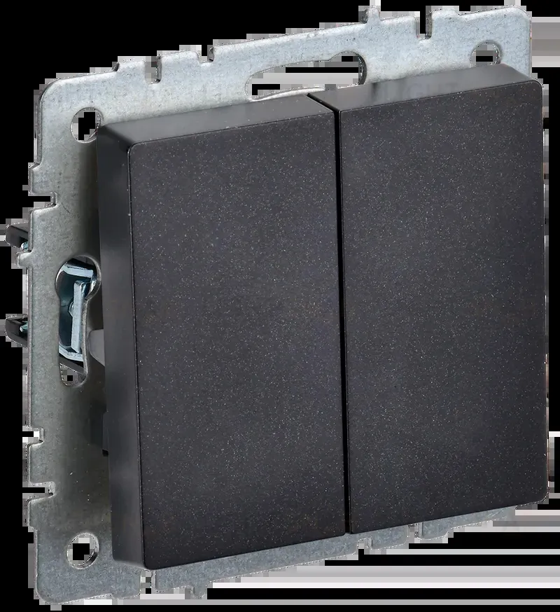 Выключатель двухклавишный проходной IEK Brite, 10A/250В, черный BR-V22-0-10-K02 BR-V22-0-10-K02