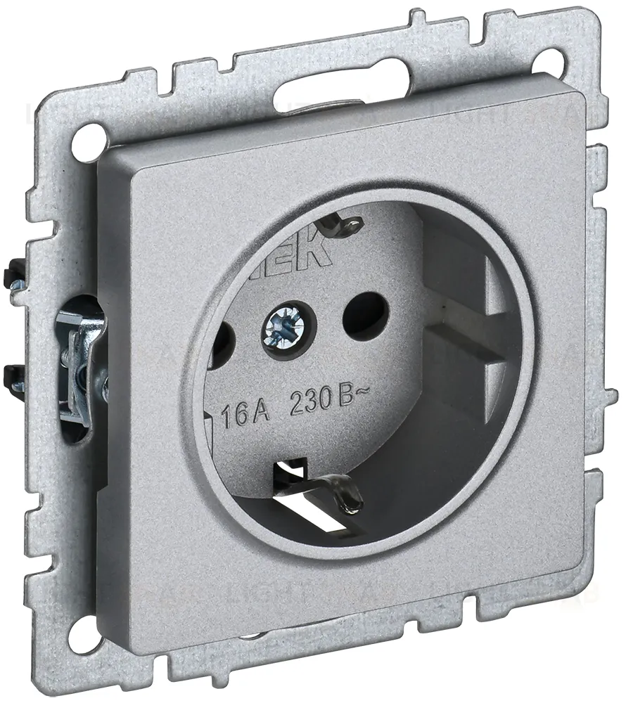 Розетка с заземлением IEK Brite, 16A/250В, алюминий BR-R11-16-K47 BR-R11-16-K47