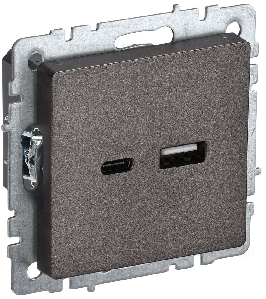 Розетка USB двойная A+C 18Вт IEK Brite темная бронза BR-U22-018-K45 BR-U22-018-K45