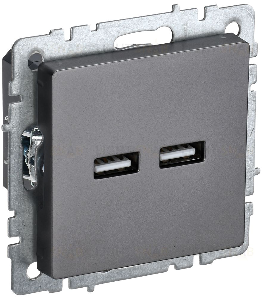Розетка USB двойная A+A 5В 3,1А IEK Brite сталь BR-U21-D31-K46 BR-U21-D31-K46