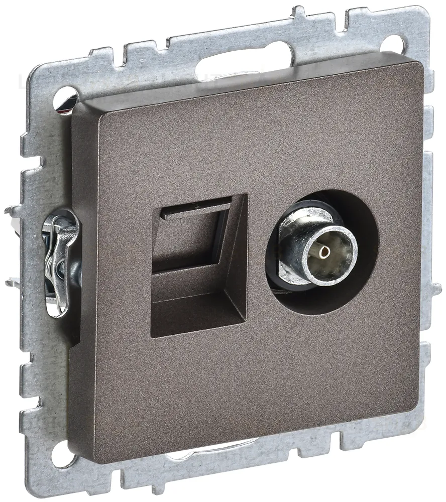 Розетка TV и интернет розетка RJ 45, 5 кат. IEK Brite, темная бронза BR-AK20-1-K45 BR-AK20-1-K45
