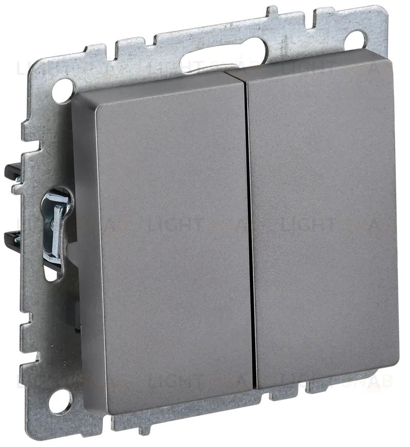 Выключатель двухклавишный проходной IEK Brite, 10A/250В, сталь BR-V22-0-10-K46 BR-V22-0-10-K46