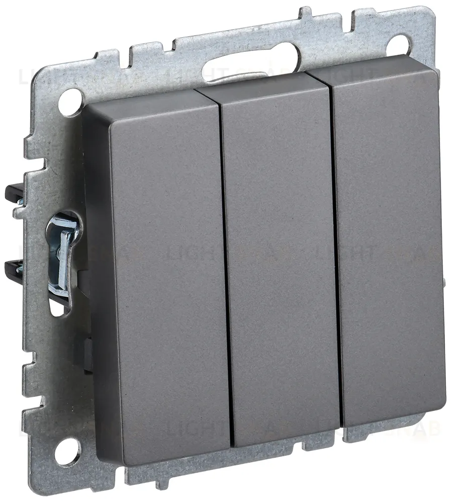 Выключатель трехклавишный IEK Brite, 10A/250В, сталь BR-V30-0-10-K46 BR-V30-0-10-K46