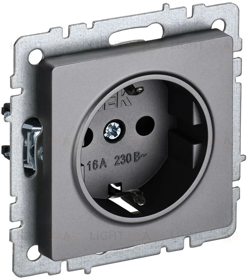 Розетка с заземлением со шторками IEK Brite, 16A/250В, сталь BR-R14-16-K46 BR-R14-16-K46