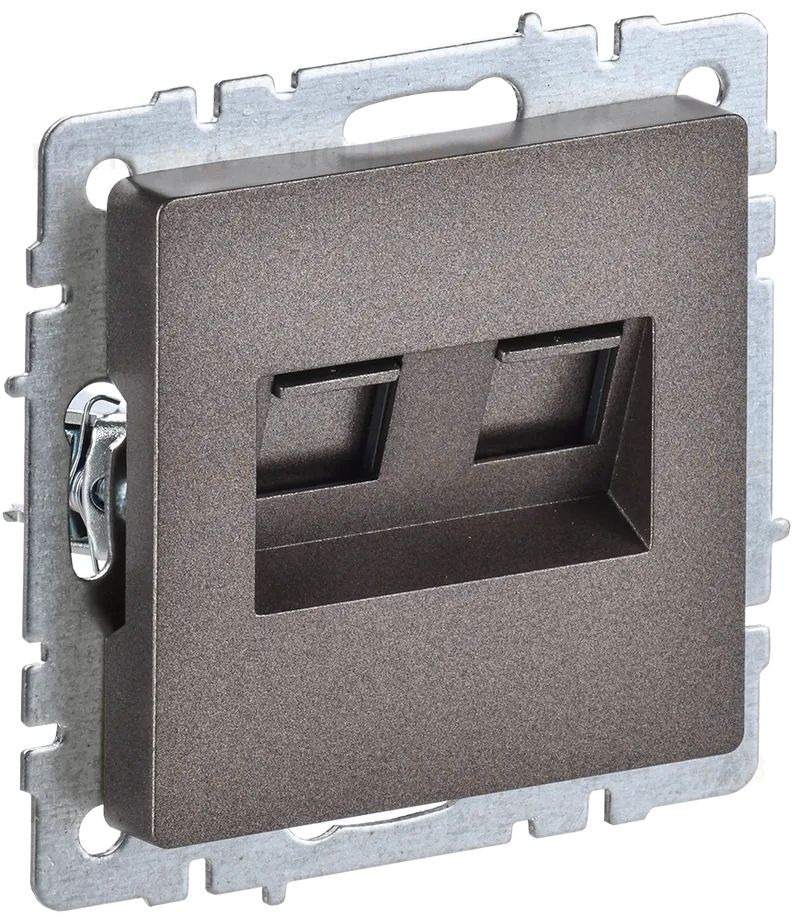 Розетка компьютерная двойная 5е кат., IEK Brite, 10A/250В, темная бронза BR-K20-1-K45 BR-K20-1-K45