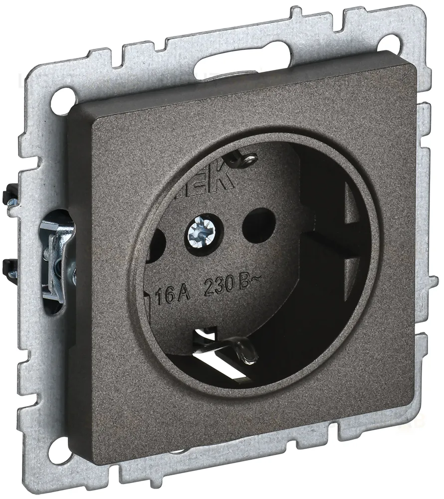 Розетка с заземлением IEK Brite, 16A/250В, темная бронза BR-R11-16-K45 BR-R11-16-K45