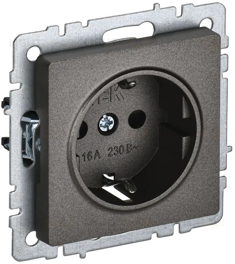Розетка с заземлением со шторками IEK Brite, 16A/250В, темная бронза BR-R14-16-K45 BR-R14-16-K45