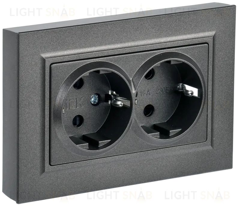 Розетка двойная с заземлением со шторками в сборе с рамкой IEK Brite, 16A/250В, темная бронза BR-R24-16-K45-F BR-R24-16-K45-F