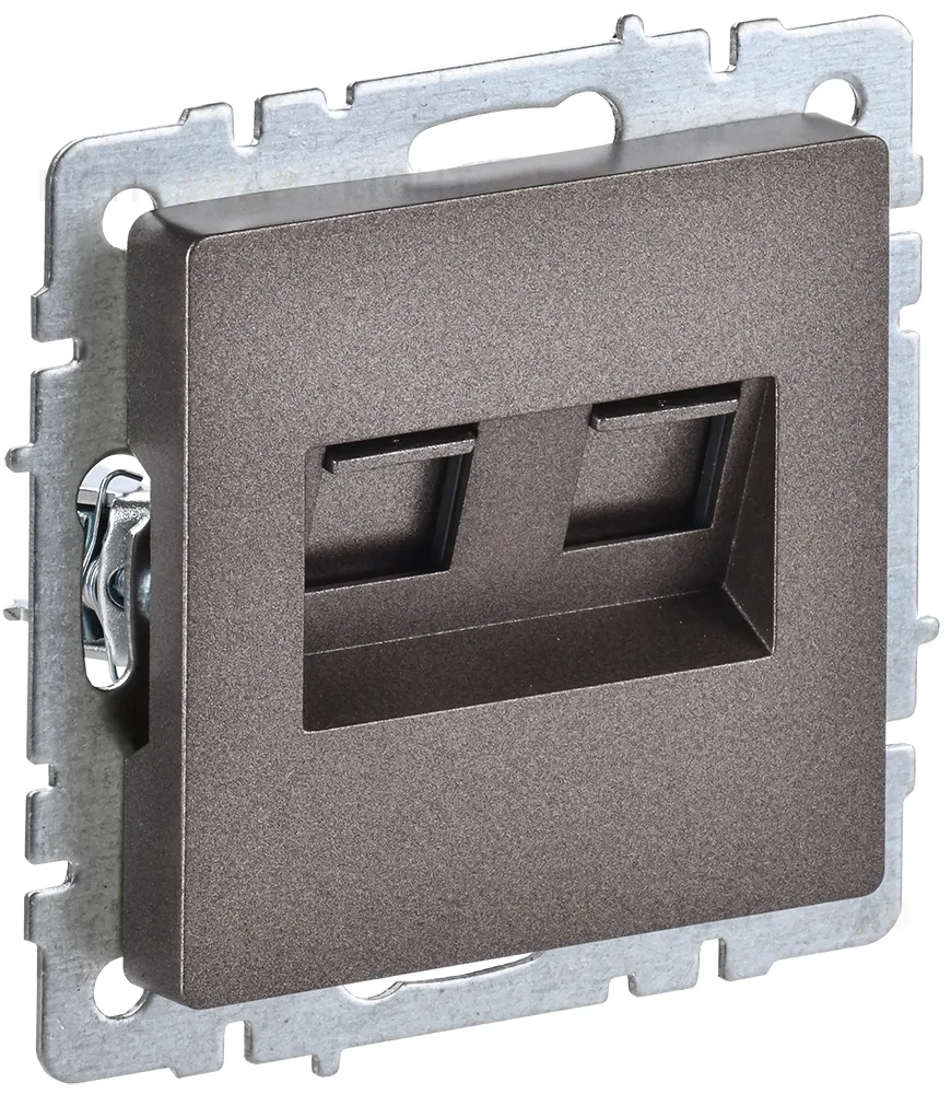 Розетка компьютерная 5е кат. и телефонная, IEK Brite, 10A/250В, темная бронза BR-KT20-O-1-K45 BR-KT20-O-1-K45