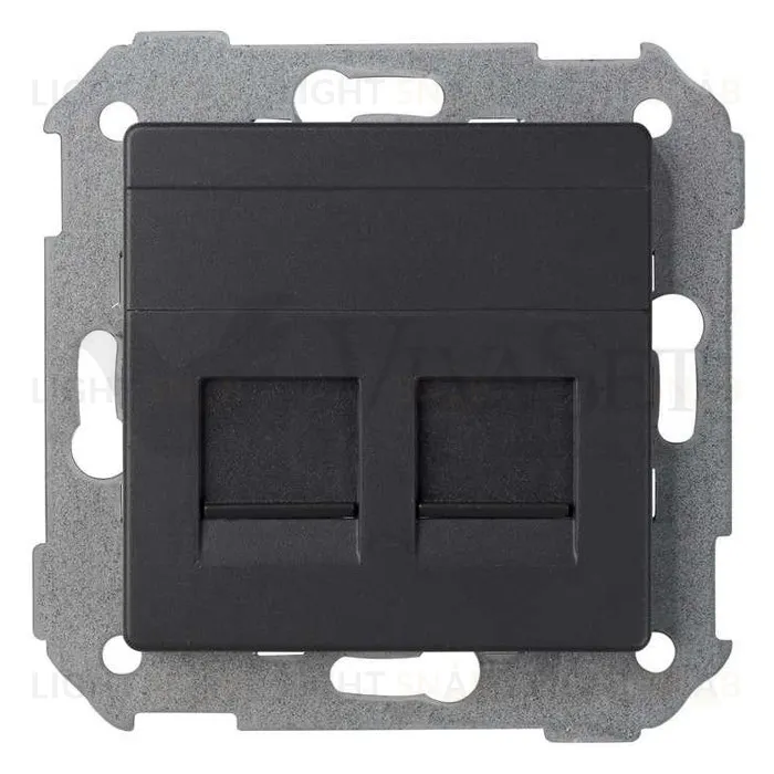 Розетка компьютерная двойная RJ45 5cat. Simon 82 Concept, черный матовый 8200006-098 8200006-098