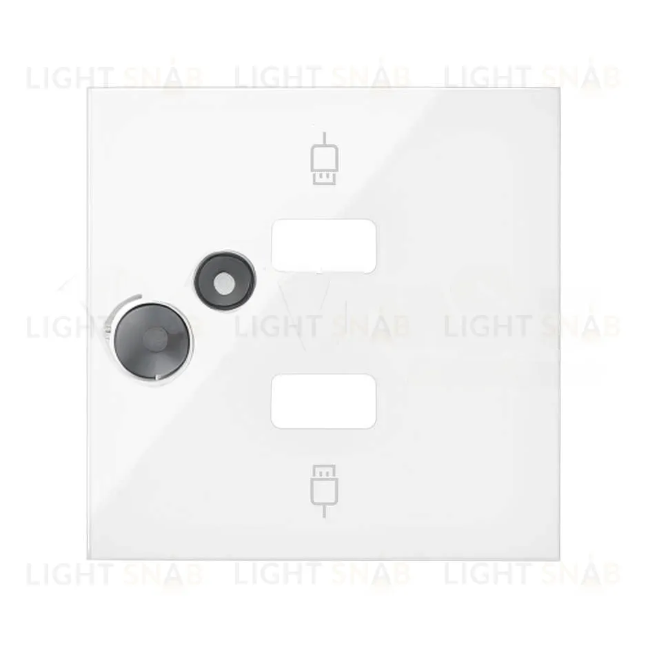 Розетка USB 2.0 тип А двойная для передачи данных Simon 100, винтовой зажим, белый глянец 10000562-039+10001090-130 10000562-039 + 10001090-130