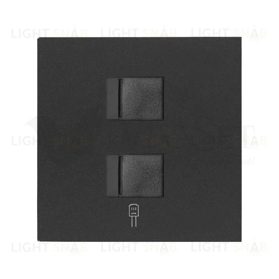 Розетка компьютерная двойная RJ45 6-й кат. Simon 100, черный матовый 10002544-039+10000006-238 10002544-039 + 10000006-238