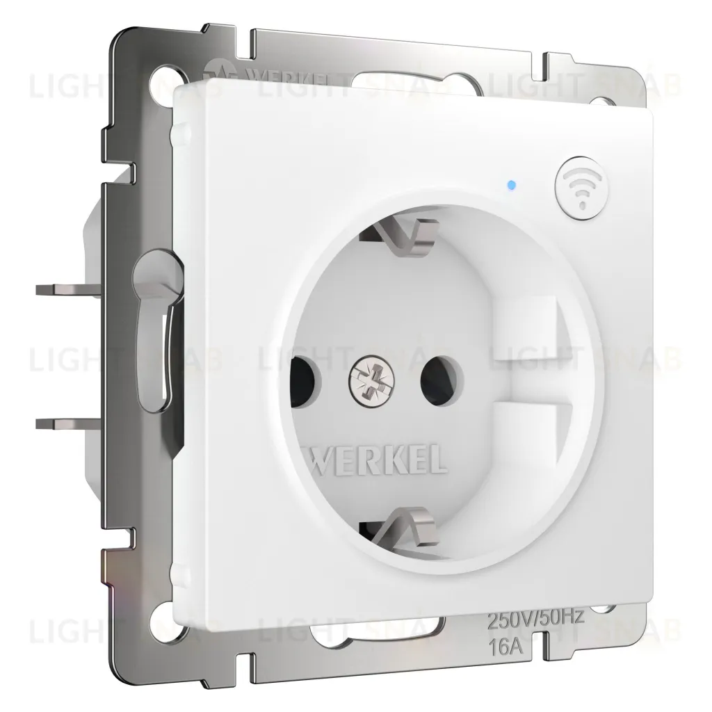 Розетка с заземлением c Wi-Fi умный дом 16A/250В, винтовой зажим Werkel, белый a056417 a056417