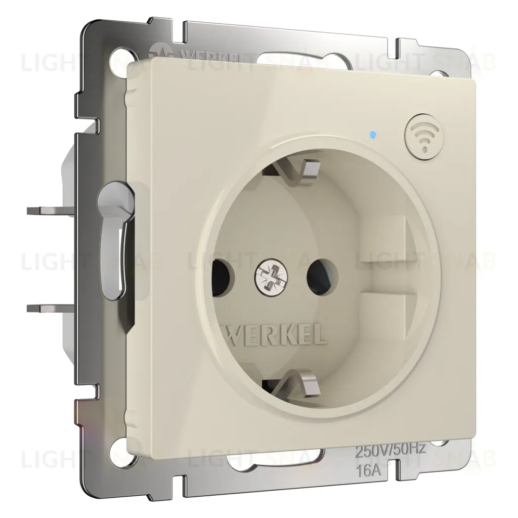 Розетка с заземлением с Wi-Fi умный дом 16A/250В, винтовой зажим Werkel, слоновая кость a056421 a056421