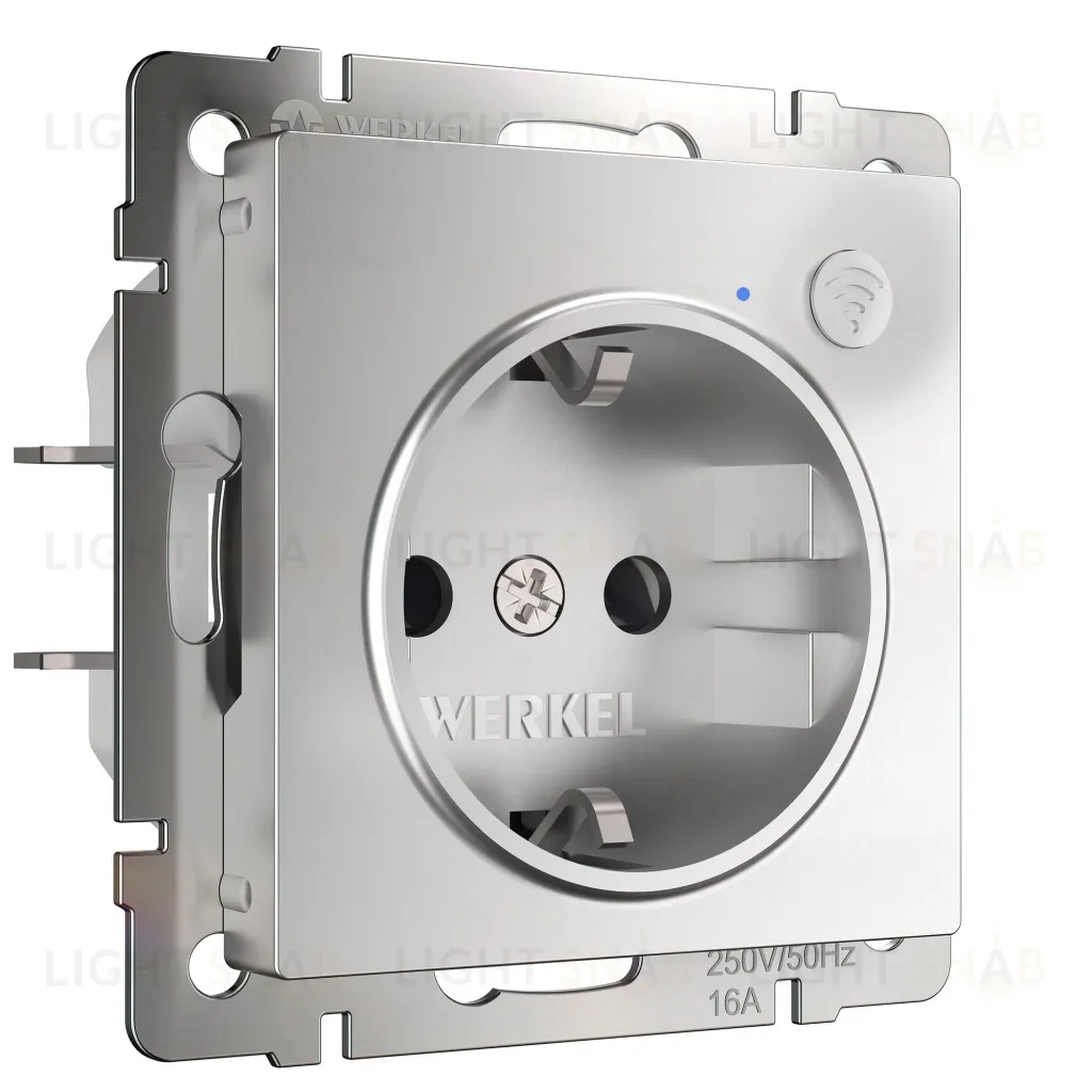 Розетка с заземлением с Wi-Fi умный дом 16A/250В, винтовой зажим Werkel, серебряный a056420 a056420