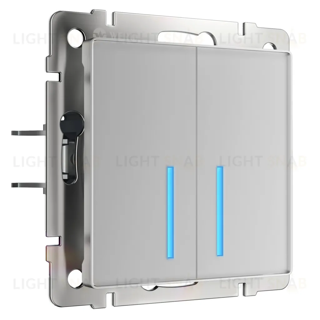 Сенсорный выключатель двухклавишный с подсветкой с Wi-Fi 4А/230В Werkel умный дом, серебряный a048324 a048324