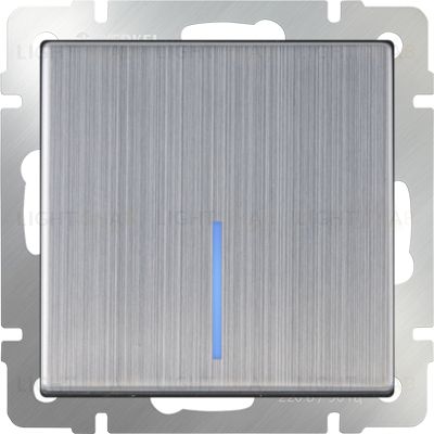 Выключатель одноклавишный проходной с подсветкой Werkel 10A/250В (из 2-х мест), глянцевый никель a051087 a051087