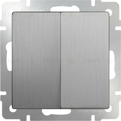 Выключатель двухклавишный Werkel 10A/250В, серебряный рифленый a051355 a051355