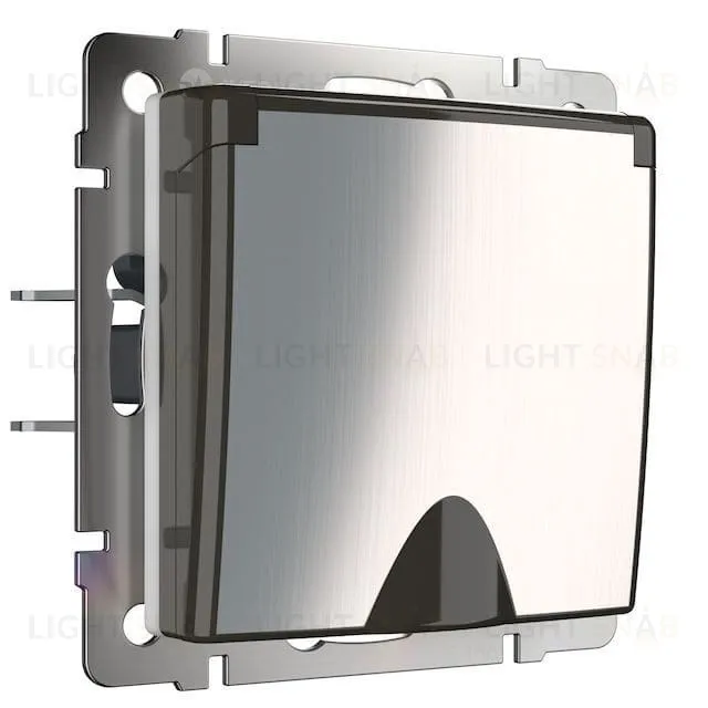 Розетка влагозащищенная с заземлением с защитной крышкой и шторками Werkel 10A/250В, винтовой зажим, глянцевый никель a051089 a051089