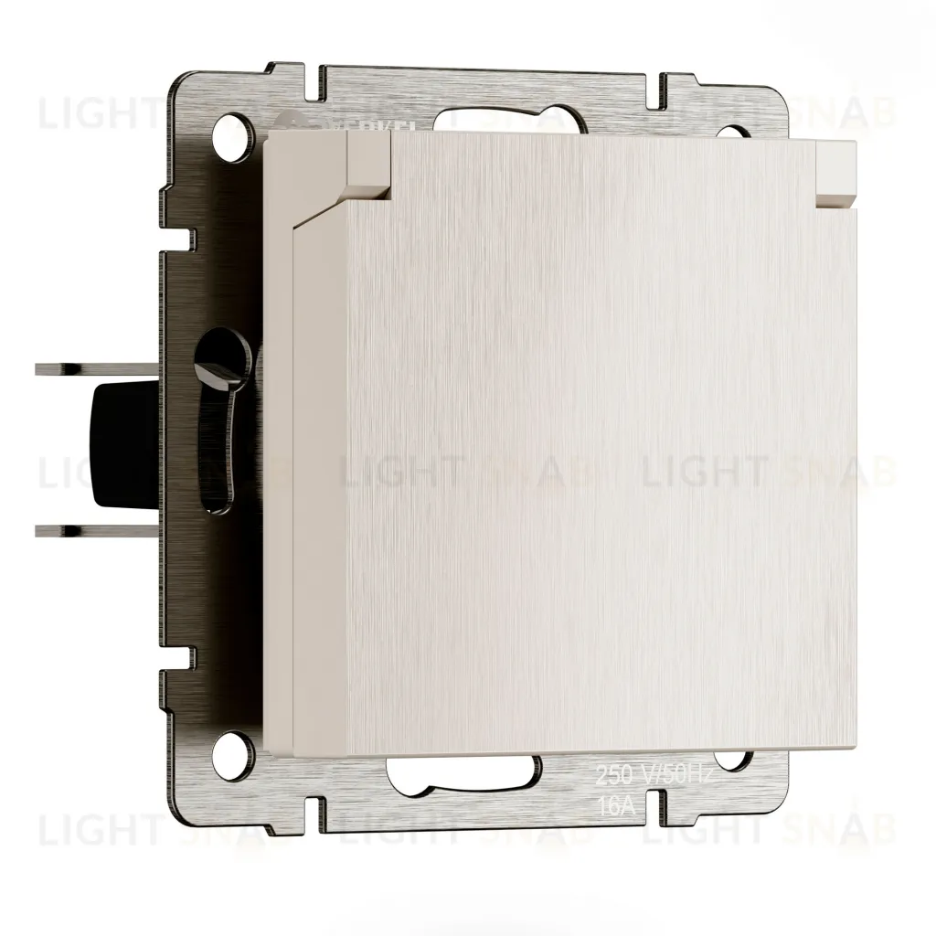 Розетка влагозащищенная с заземлением с защитной крышкой и шторками Werkel 10A/250В, винтовой зажим, перламутровый рифленый a069601 a069601