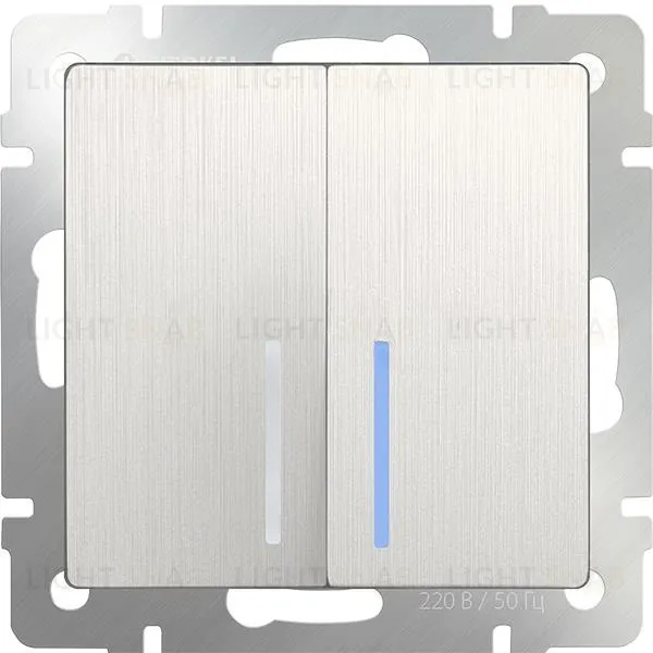 Выключатель двухклавишный с подсветкой Werkel 10A/250В, перламутровый рифленый a051186 a051186