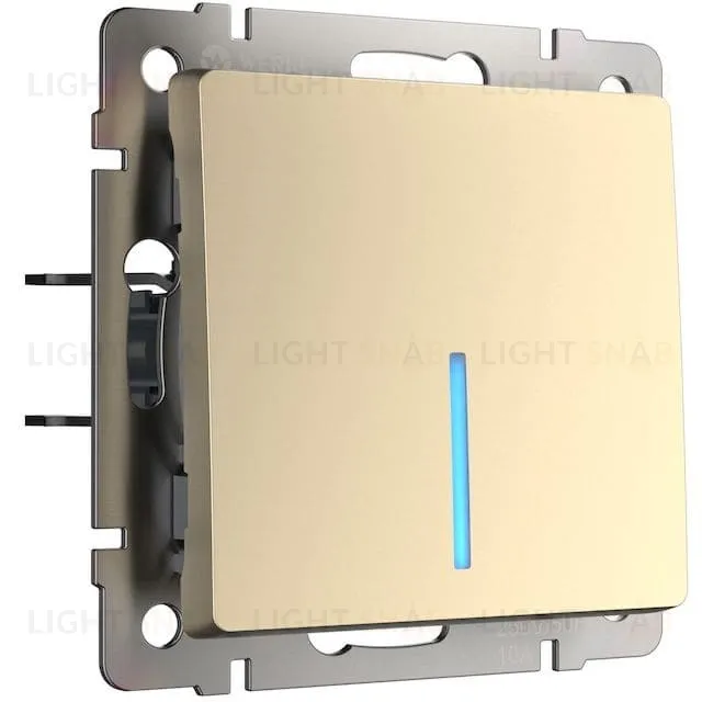 Выключатель одноклавишный проходной с подсветкой Werkel 10A/250В (из 2-х мест), шампань a050871 a050871