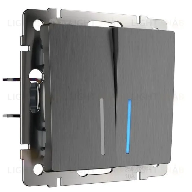 Выключатель двухклавишный с подсветкой Werkel 10A/250В графит рифленый a050747 a050747